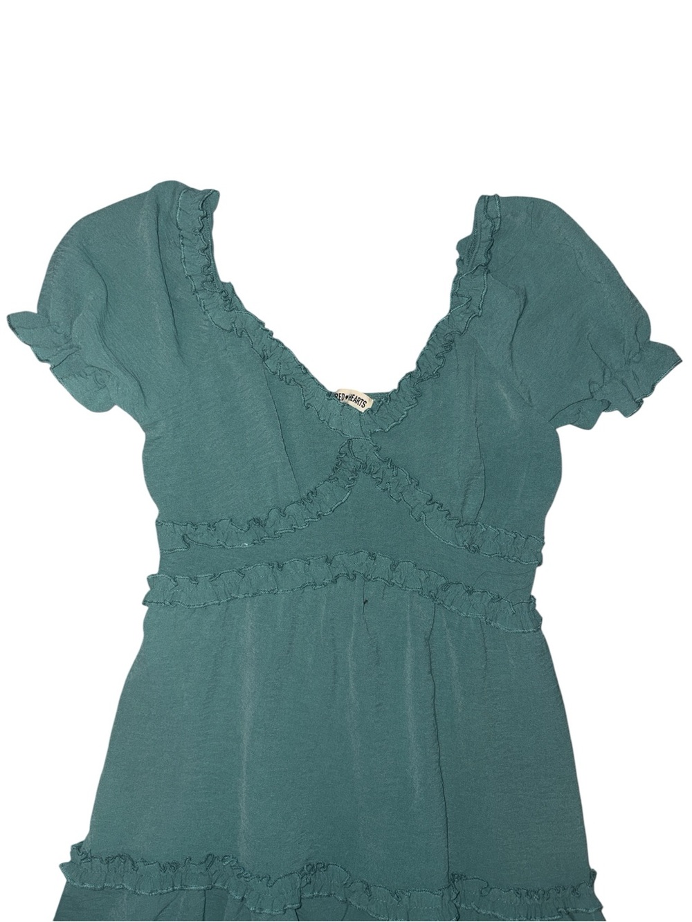 Inspired Hearts Teal Ruffle Mini Dress - Picture 2 of 4